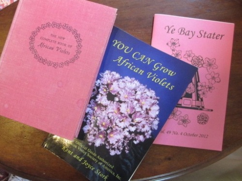 My African violetlibrary consists of two books and a few copies of the Bay state African Violet Society newsletter - all very helpful, but none essential.